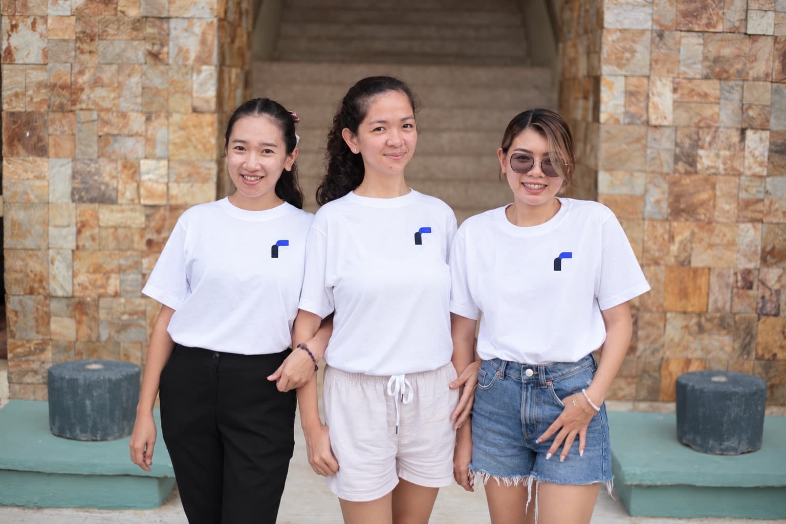 Three of the Ramp Remote team in the Philippines, in Ramp Remote tees